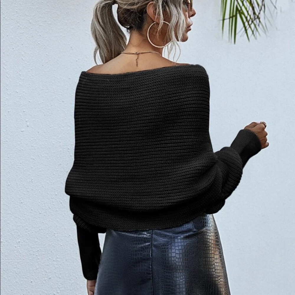 Off the shoulder knit wrap sweater WHITE - Picture 9 of 9